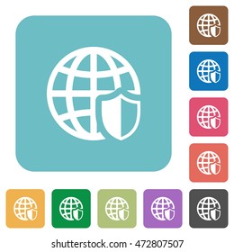 Flat internet security icons on rounded square color backgrounds.