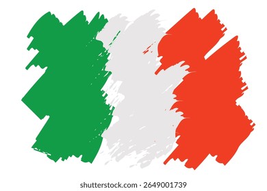 Flat Ireland Flag Abstract Brush Stroke Vector Illustration. Ideal for artistic designs, modern infographics, cultural content, travel materials, and patriotic themes.