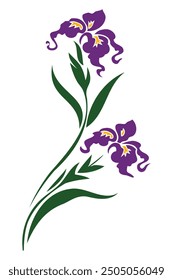 Flat Iris Flower Vector Illustration