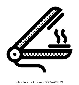 Flat Iron for Hair. Icon Filled with Dots.