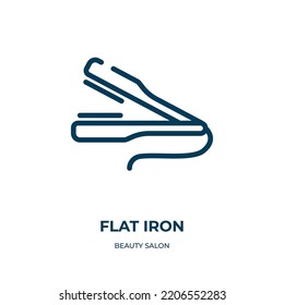 Flat iron icon. Linear vector illustration from beauty salon collection. Outline flat iron icon vector. Thin line symbol for use on web and mobile apps, logo, print media.