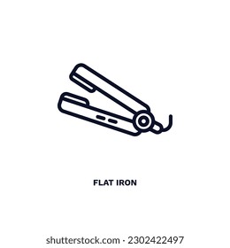 icono de hierro plano. Icono de hierro plano de línea delgada de la colección de belleza y elegancia. Vector de contorno aislado en fondo blanco. El símbolo de hierro plano editable puede ser utilizado web y móvil