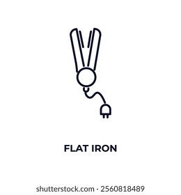 flat iron outline icon. Linear vector from beauty concept. Thin line flat iron icon isolated on white background