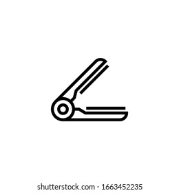 Flat iron vector icon in linear, outline icon isolated on white background