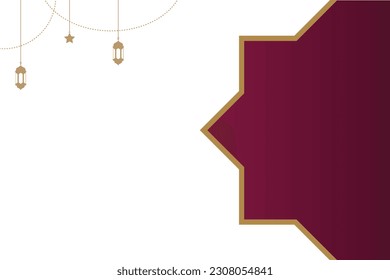 flat Islamic background with text space area. lantern, star, and Decorative Ornament for wallpaper design, Poster, and media banner.