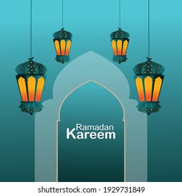 	
Flat Islamic greeting card ramadan kareem background