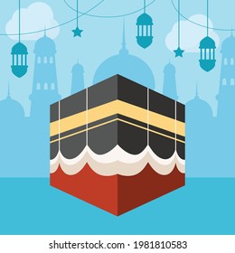 Flat islamic hajj pilgrimage illustration
