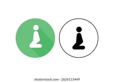 Flat Islamic Man and Woman Praying Icons, muçulmano ícone de oração vetor, namaz flat icon pack, culto muçulmano pose vetor
