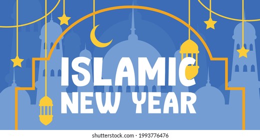 ilustración de año nuevo islámico plano