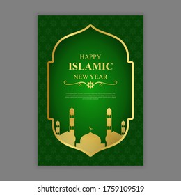 Flat islamic new year poster. - Vector.
