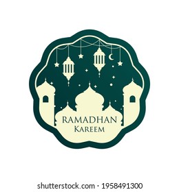 Flat Islamic Ramadan Kareem Label Badge