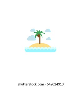 Flat Island Element. Vector Illustration Of Flat Isle Beach Isolated On Clean Background. Can Be Used As Island, Isle And Beach Symbols.