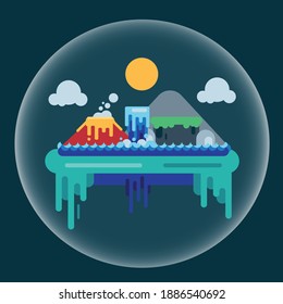 ilustración de diseño de vector de isla plana