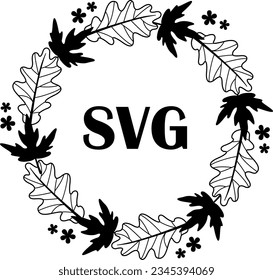 Flat isolated autumn monogram. Wreath monogram illustration vector.