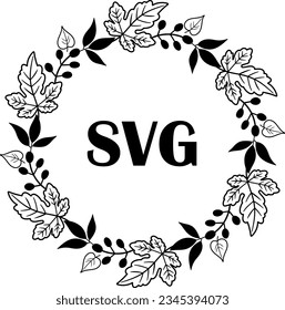 Flat isolated autumn monogram. Wreath monogram illustration vector.