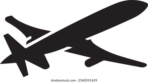 Flat isolated black airplane. Cartoon airplane illustration vector.
