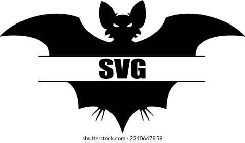 Flat isolierte schwarze Fledermaus. Cartoon-Flugzeug-Vektorgrafik.