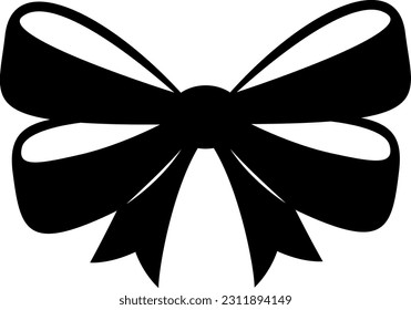 Flat isolated black bow. Cartoon bow illustration vector.