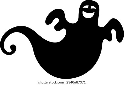 Flat isolated black ghost. Cartoon ghost illustration vector.