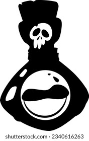 Flat isolated black skull. Cartoon skull illustration vector.