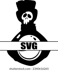 Flat isolated black skull. Cartoon skull illustration vector.