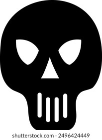 Flat isolated black skull. Cartoon skull illustration vector.