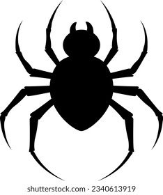 Flat isolated black spider. Cartoon spider illustration vector.