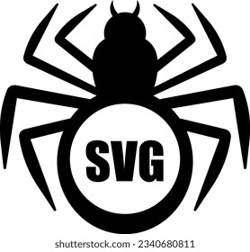 Flat isolated black spider. Cartoon spider illustration vector.