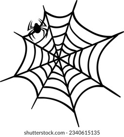 Flat isolated black spiderweb. Cartoon spiderweb illustration vector.