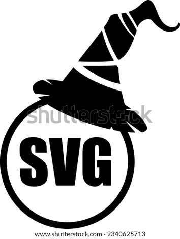 Flat isolated black witch hat. Cartoon witch hat illustration vector.