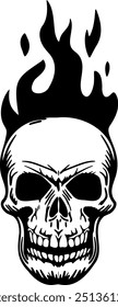 Flat isolated burning skull. Halloween skull illustration vector.