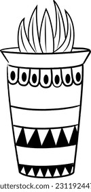 Flat isolated cactus in a pot. Cartoon cactus illustration vector.