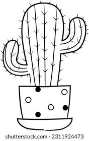 Flat isolated cactus in a pot. Cartoon cactus illustration vector.