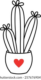 Flat isolated cactus in a pot. Cartoon cactus illustration vector.