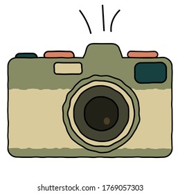 Flat isolated cartoon illustration of retro photo camera.