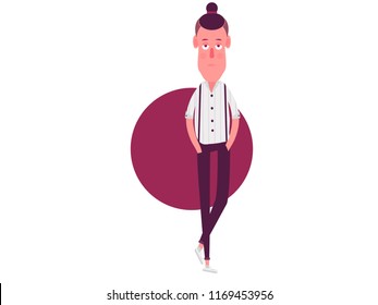 flat isolated character (representer) front , side view , it suit the explainer videos (representer) stylish fashioned character   it's isolated to be ready for rigging .