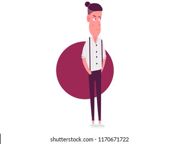 flat isolated character (representer) front , side view , it suit the explainer videos (representer) stylish fashioned character   it's isolated to be ready for rigging too .