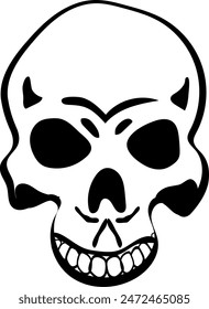 Flat isolated creepy skull. Halloween skull illustration vector.