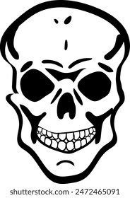 Flat isolated creepy skull. Halloween skull illustration vector.