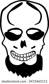 Flat isolated creepy skull. Halloween skull illustration vector.