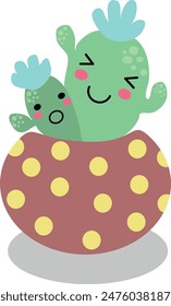 Flat isolated cute cacti. Cartoon cacti illustration vector.