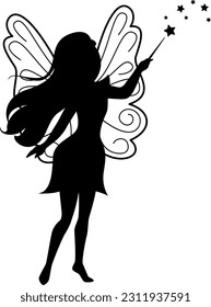 Flat isolated cute fairy. Cartoon fairy illustration vector.