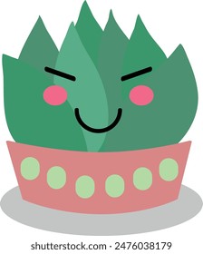 Flat isolated cute succulent. Cartoon succulent illustration vector.