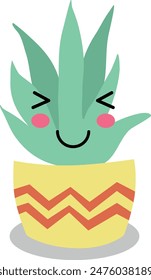 Flat isolated cute succulent. Cartoon succulent illustration vector.