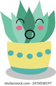 Flat isolated cute succulent. Cartoon succulent illustration vector.