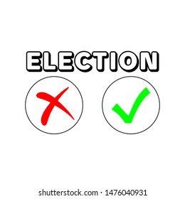 Flat isolated election vote sign. election vintage background. red no and green yes ticks vector