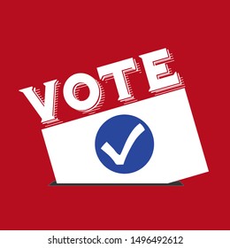 Flat isolated election vote sign. election vintage background with voting envelope and check mark sign