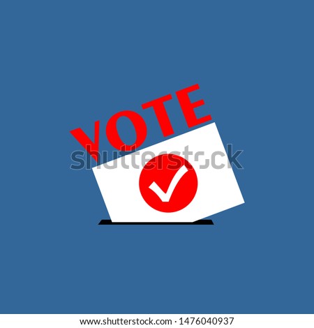 Flat isolated election vote sign. election vintage background. red VOTE text on a  white and blue background for election day and campaign