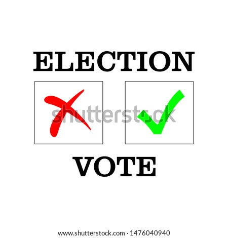 Flat isolated election vote sign. election vintage background. election background. election vote symbol with no and yes ticks