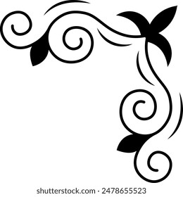 Flat isolated floral corner on white background. Corner ornament vector illustration